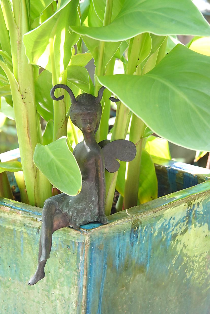 Keijukaispatsas on kulkenut mukana puutarhasta toiseen.